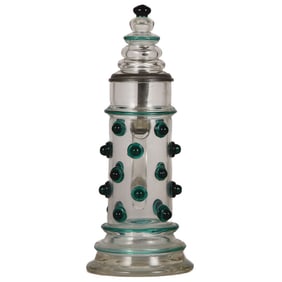 Glass stein, .5L, blown, green prunts