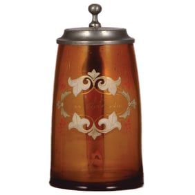 Glass stein, .5L, blown, orange, hand-painted