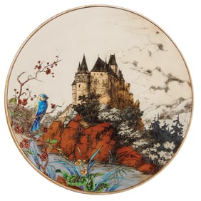 Mettlach plaque, 16.5" d., 1108