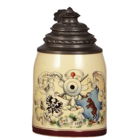 Pottery stein, .5L, 10. Deutsches Bundesschiessen, Berlin, 1890