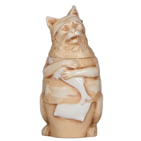 Character stein, .5L, porcelain, Cat with Fish