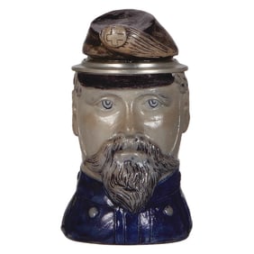 Character stein, .5L, stoneware, Swiss Soldier