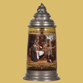 Glass stein, 1.0L, blown, by Franz v. Defregge