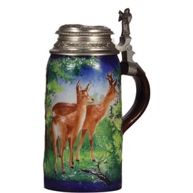 Stoneware stein, 1.0L, marked Sarreguemines, designed by Victor Kramer