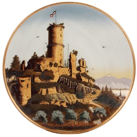 Mettlach plaque, 17.5" d., 2533