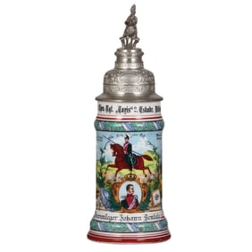 Regimental stein, .5L, 2. Cheval. Regt., Dillingen