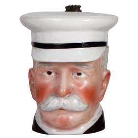 Character stein, .5L, porcelain, Count Ferdinand von Zeppelin
