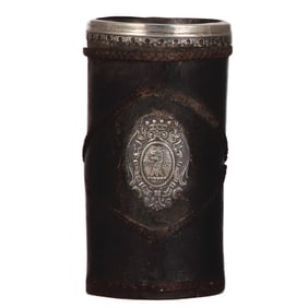Blackjack tankard, 7.5" ht., British, leather and silver