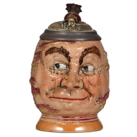 Character stein, .5L, pottery, Man with Hangover