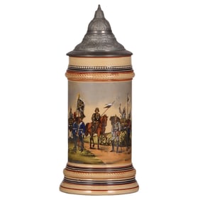 Pottery stein, .5L, Es trinkt der Mensch…