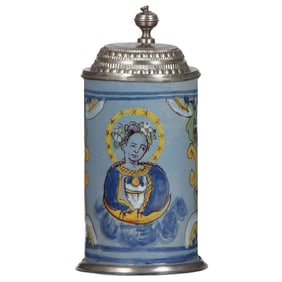 Faience stein, 9.2" ht., late 1700s, Österreichischer Walzenkrug