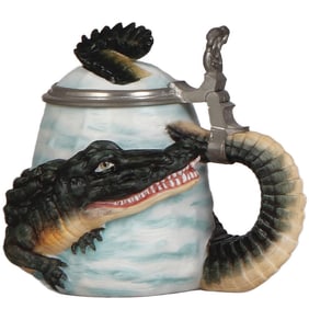 Character stein, .5L, porcelain, Wrap-Around Alligator