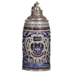 Stoneware stein, 1.0L, Zweites Schwäbisches Bundesschiessen Donauworth 1889