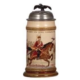 Mettlach stein, .5L, 910(2140), Husaren Nr. 4, 1872 - 1876