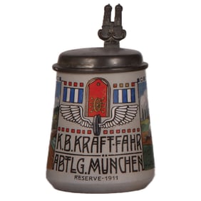 Regimental stein, .5L, Kraftfahr Abtlg. München, 1911