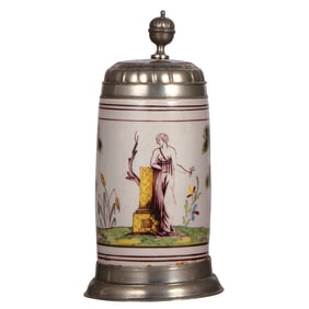 Faience stein, 9.8" ht., mid 1700s, Norddeutscher Walzenkrug