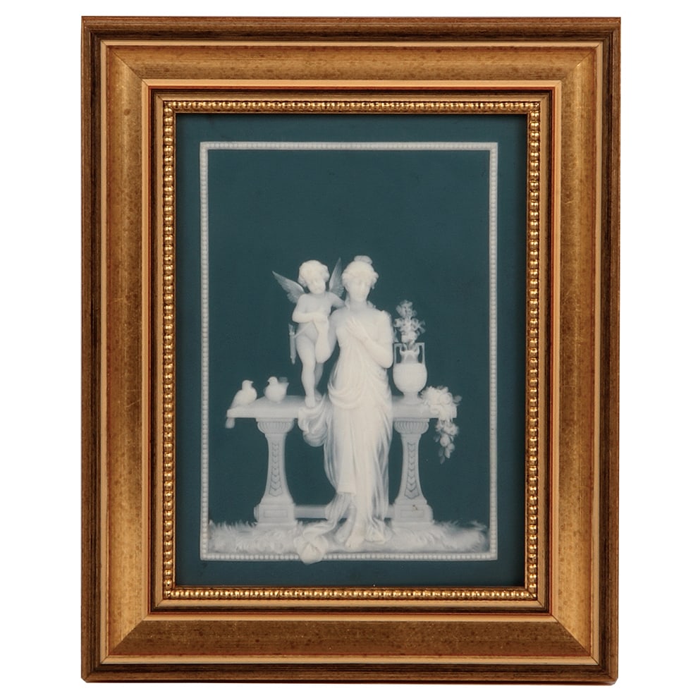 Mettlach plaque, 6.25" x 8.25", 7082 : Mettlach plaque, 6.25" x 8.25" (size without frame), 7082, phanolith, mint.