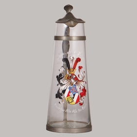 Student association stein, 1.5L, Hassia sei's Panier!, dated 1907