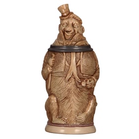 Character stein, .5L, pottery, Monkey with Top Hat