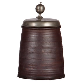 Stoneware stein, 8.2" ht., c.1740, Dreihausener Walzenkrug