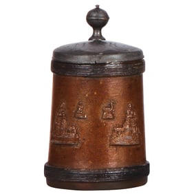 Stoneware stein, 6.8" ht., early 1800s, Muskauer Walzenkrug