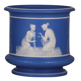 Mettlach flower pot, 7.3" ht., 7001