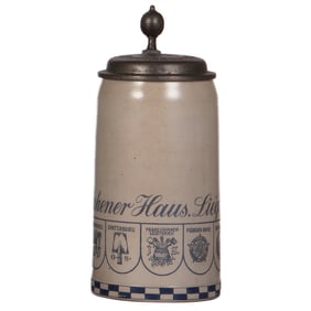 Stoneware stein, 1.0L, Münchener Haus. Liege 1905