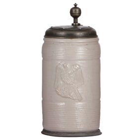 Stoneware stein, 8.5'' ht., mid 1700s, Altenburger Walzenkrug