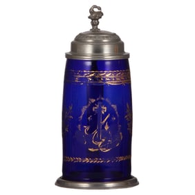 Glass stein, 1.0L, blown, mid 1800s