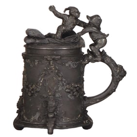 Pewter stein, .5L, marked F. Barth München 1871, Deutscher Michael