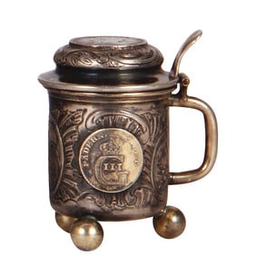 Silver stein, 2.7" ht., Swedish, hand-made, early 1900s
