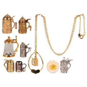 Silver & metal steins, .5" to 1.1" ht.,