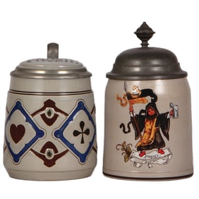 Stoneware steins, two, .5L