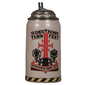Stoneware stein, 1.0L, 13. Deutsches Turnfest, München, 1923