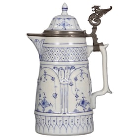 Porcelain stein, 1.0L, marked Rauenstein