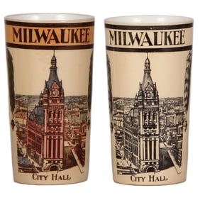 Mettlach beakers (two), 2327, Milwaukee