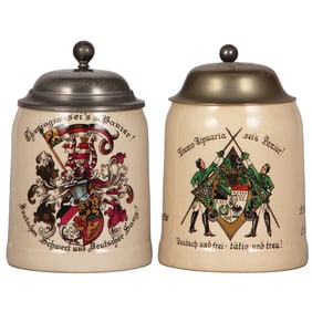 Student steins (two), Mettlach, 5L,