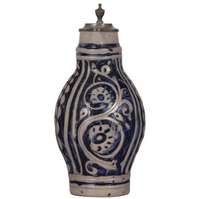 Westerwälder Krug, 17.2" ht., hand-engraved, c.1850