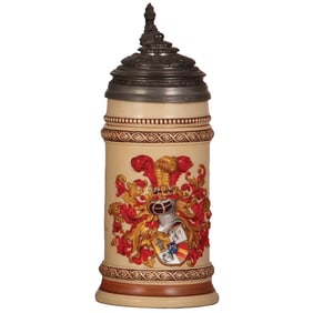 Student stein, .5L, Mettlach, 62, dated 1885, mint.