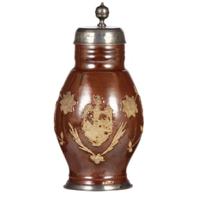 Bunzlauer Birnkrug, 12.5'' ht., early 1800s,