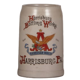 Stoneware stein, .5L, Anheuser-Busch, Harrisburg Bottling Works