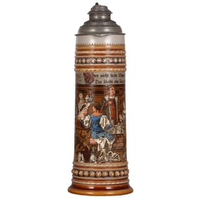 Mettlach stein, 4.5L, 20.4" ht., 1577