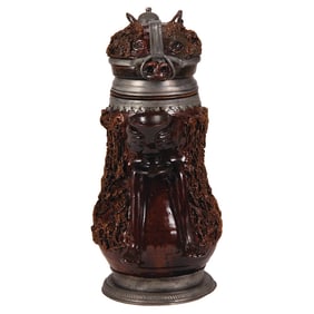 Bunzlau, Sächsischer Bärenkrug, 10.0" ht., c.1700, figural Bear