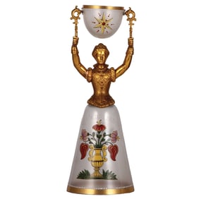 Glass wedding beaker, 10.5'' ht., by F. Heckert