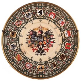 Mettlach plaque, 27.5" d., 2013, Imperial Eagle