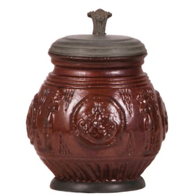 Bunzlau Melonenkrug, 6.5" ht., dated 1657