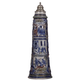 Stoneware stein, 5.0L, three scenes including Lazarus
