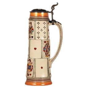 Pottery stein, 2.0L, playing cards