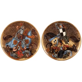 Mettlach plaques [two], 17.2" d., 2187 & 2188