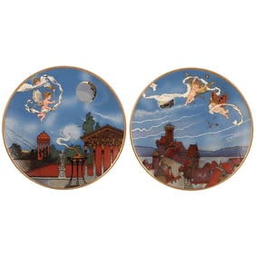 Mettlach plaques (pair), 18.2" d., 2769 & 2770